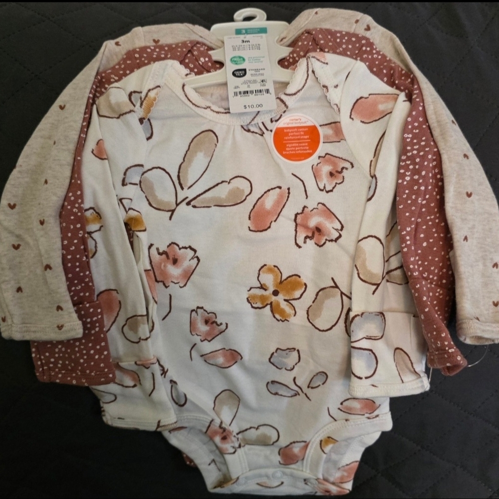 3pk Carter's Long Sleeve Bodysuits